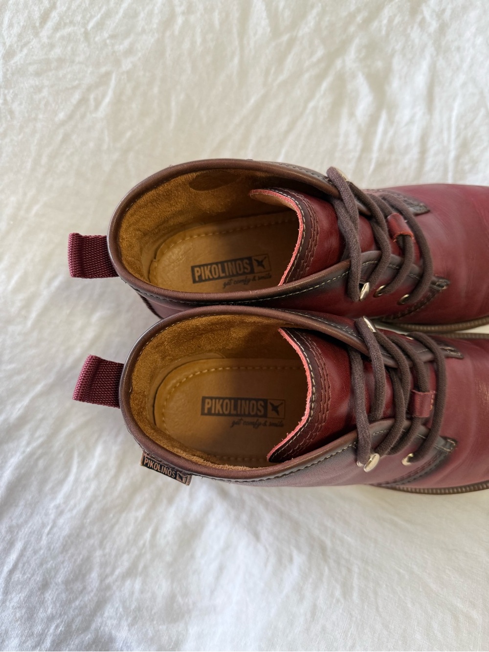 Pikolinos | Women's 40 (US 9) | Oxblood Leather Moto Boots Casual Lace Arcilla - Picture 9 of 10